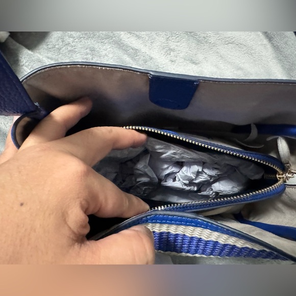 Kate Spade Blue and Cream Woven Shoulder Bag - Picture 4 of 6